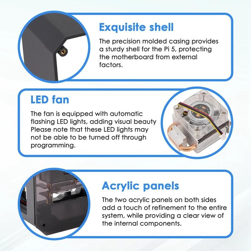 Mini Tower Fan With Case Kit With Ice Tower 0.96 Screen Dispaly Power Supply For Raspberry Pi5