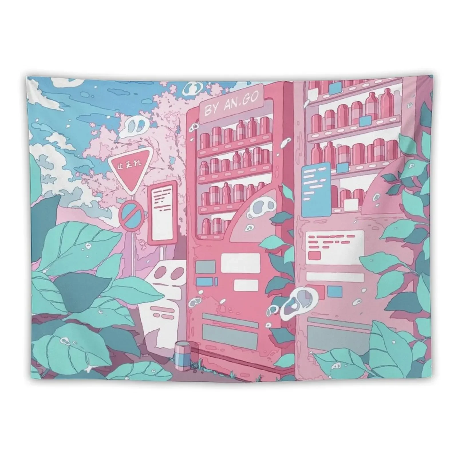 The Japanese vending machines in the countryside Tapestry Home Decorations Aesthetic Wall Decorations Tapestry