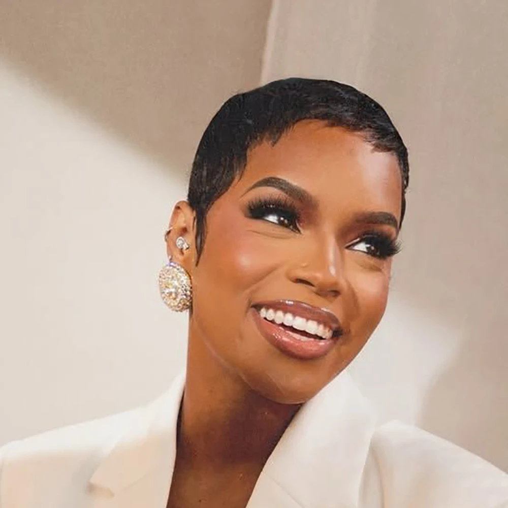 باروكات شعر بشري مفرود قصير شعر برازيلي بقص عابث 100% شعر بشري مصنوع آليًا جاهزًا للارتداء للاستخدام اليومي طبيعيًا