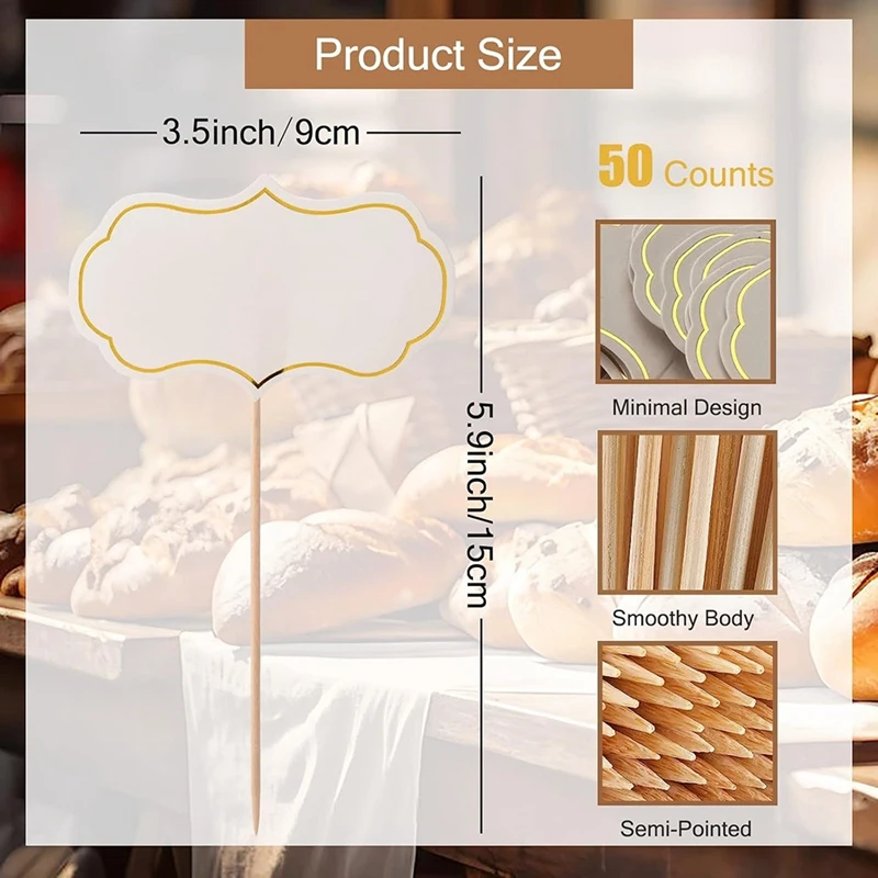 50PCS Chalkboard Cupcake Toppers Picks Charcuterie Board Buffet Labels Food Tag Blank Toothpick Flag Appetizer Signs B Durable