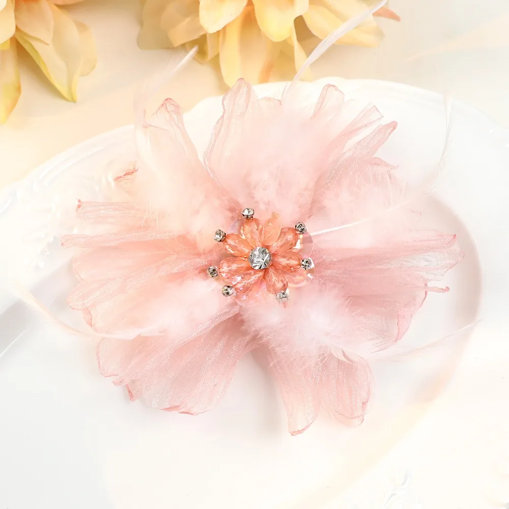 Handmade Mesh Feather Flower B - огляд і ціна Crystal Mesh Fabric