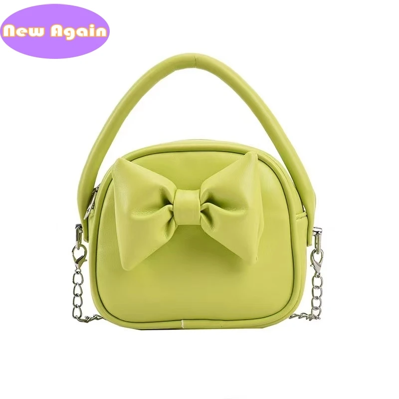 Girls and mommy small handbags Children's candy colors totes Kids Mini bow shoulder bags Girls lovely Crossbody bag Purse NA010