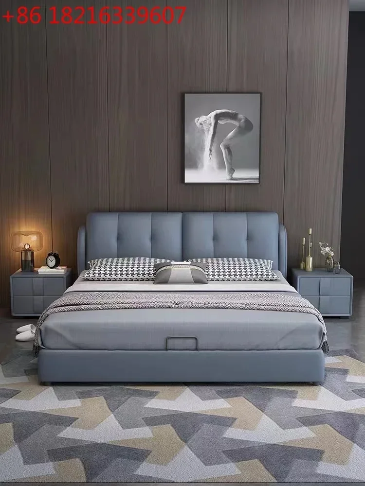 TAO Modern simple high-end atmosphere 1.8 double bed solid wood soft bag wedding bed