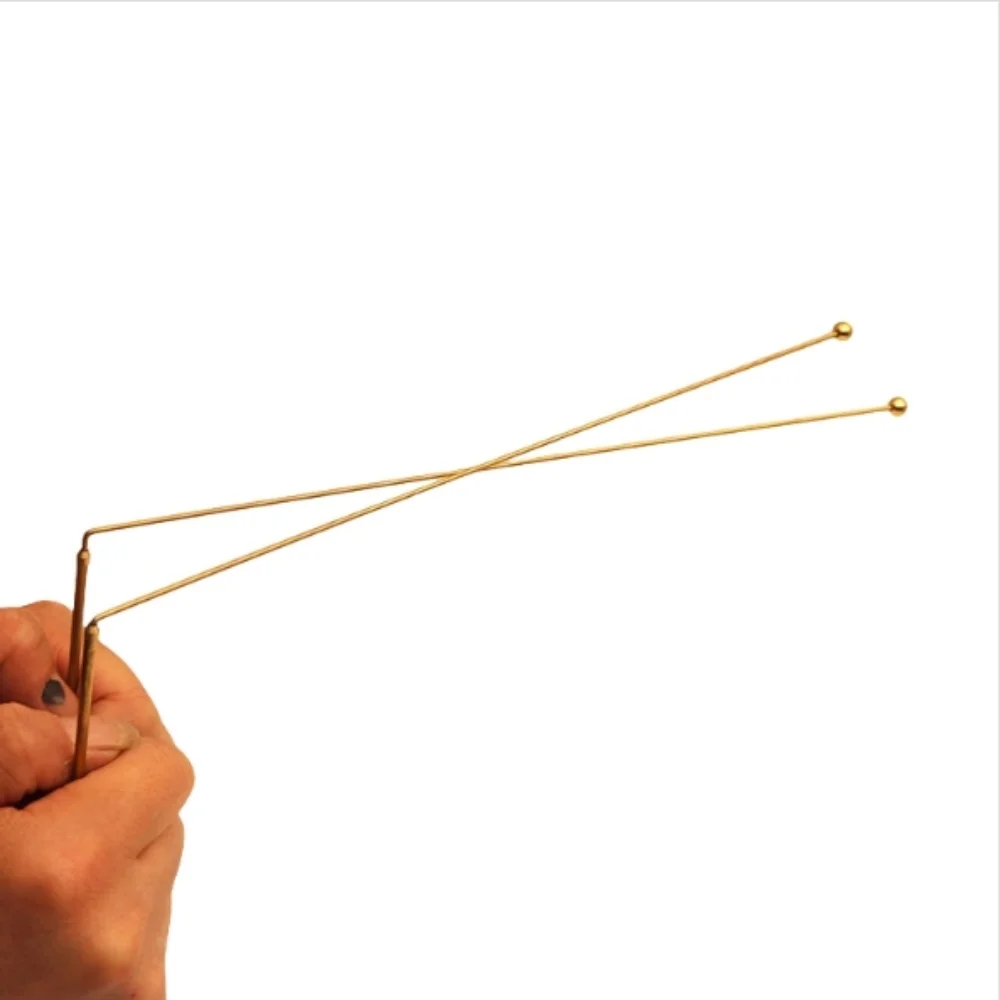 2Pcs Copper Divining Seeking Dowsing Rods Metal Detector Flexible Water Witching Portable Dragon Seeking Dowsing Rod Gold