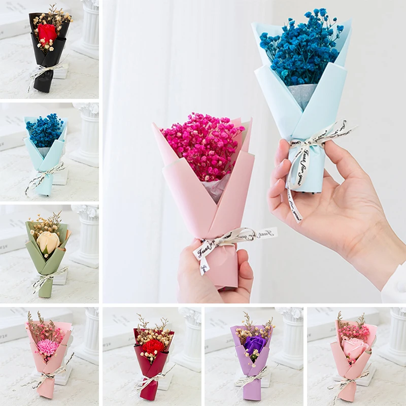 Mini Small Dried Flowers Bouquet Dry Rose Bath Body Flowers Decor Party Supplies Flower Soap Wedding Decoration Gift Best DIY