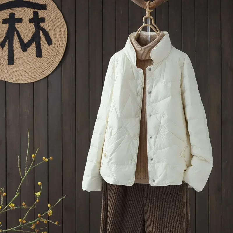 2025 Spring and Autumn New Women's Jacket Loose Commuter Lightweight Windproof Stand Up Collar Down Jacket