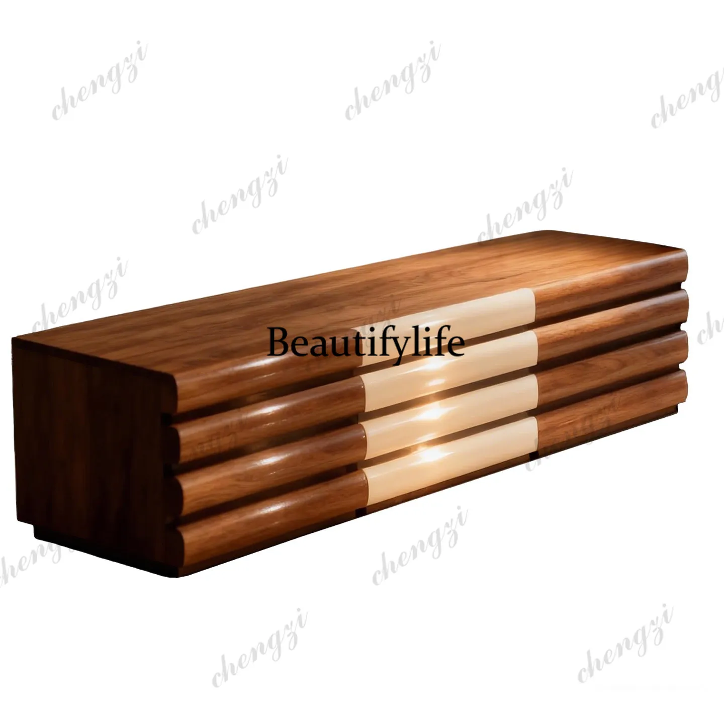 Medieval TV cabinet storage locker integrated floor solid wood living room household small apartment side cabinet