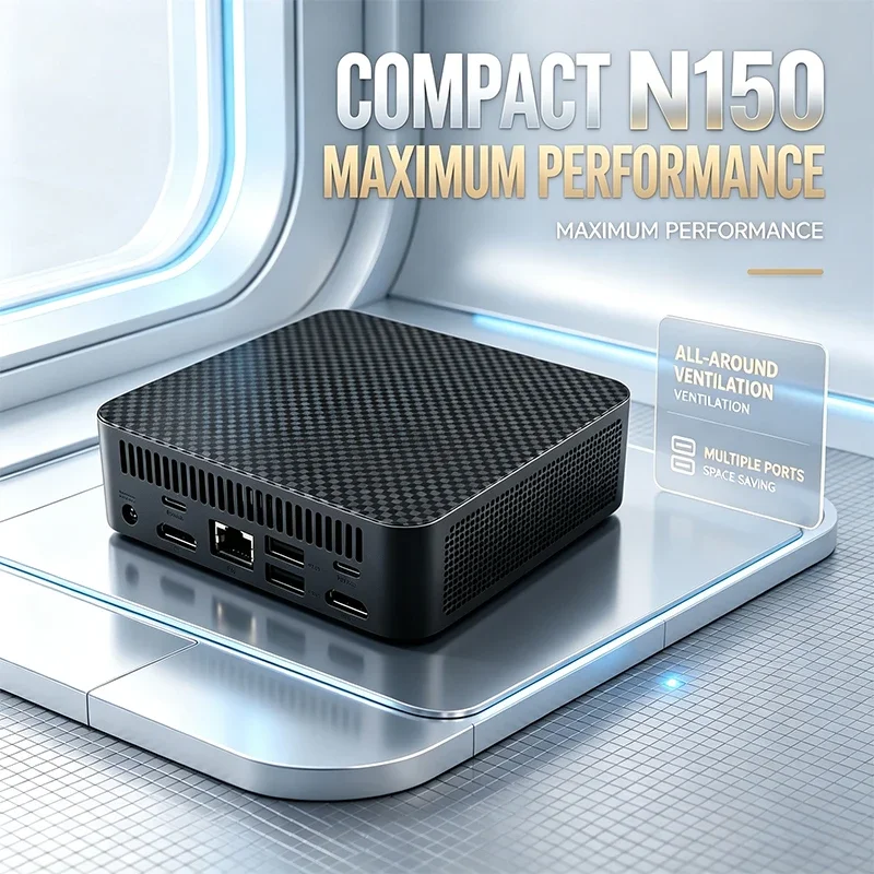 N150 Mini PC All‑Round Cooling Ventilation Multiple Connection Ports Portable Computer for Business Home Office Work