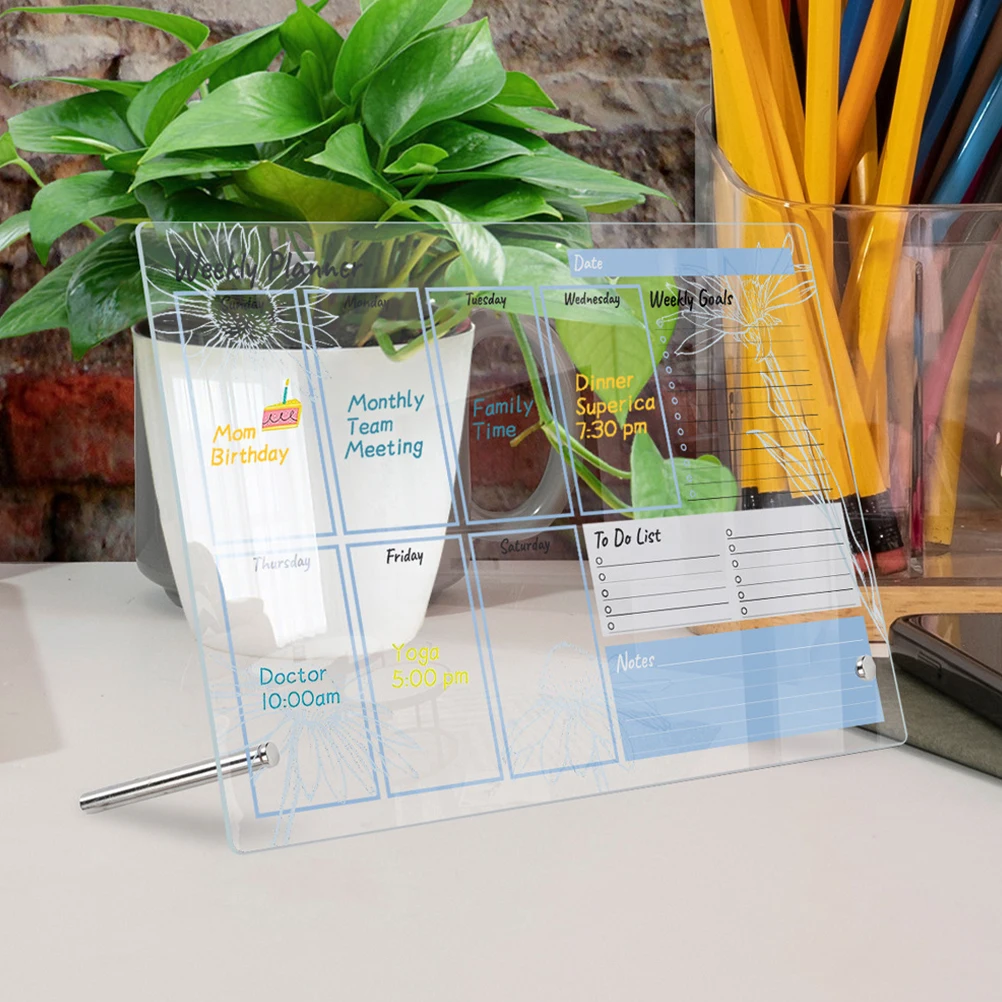 

1 set 1 Set Acrylic Desk Writing Small Portable Reusable Planner Note Daily Task List Erasable Memo Board For Home Office