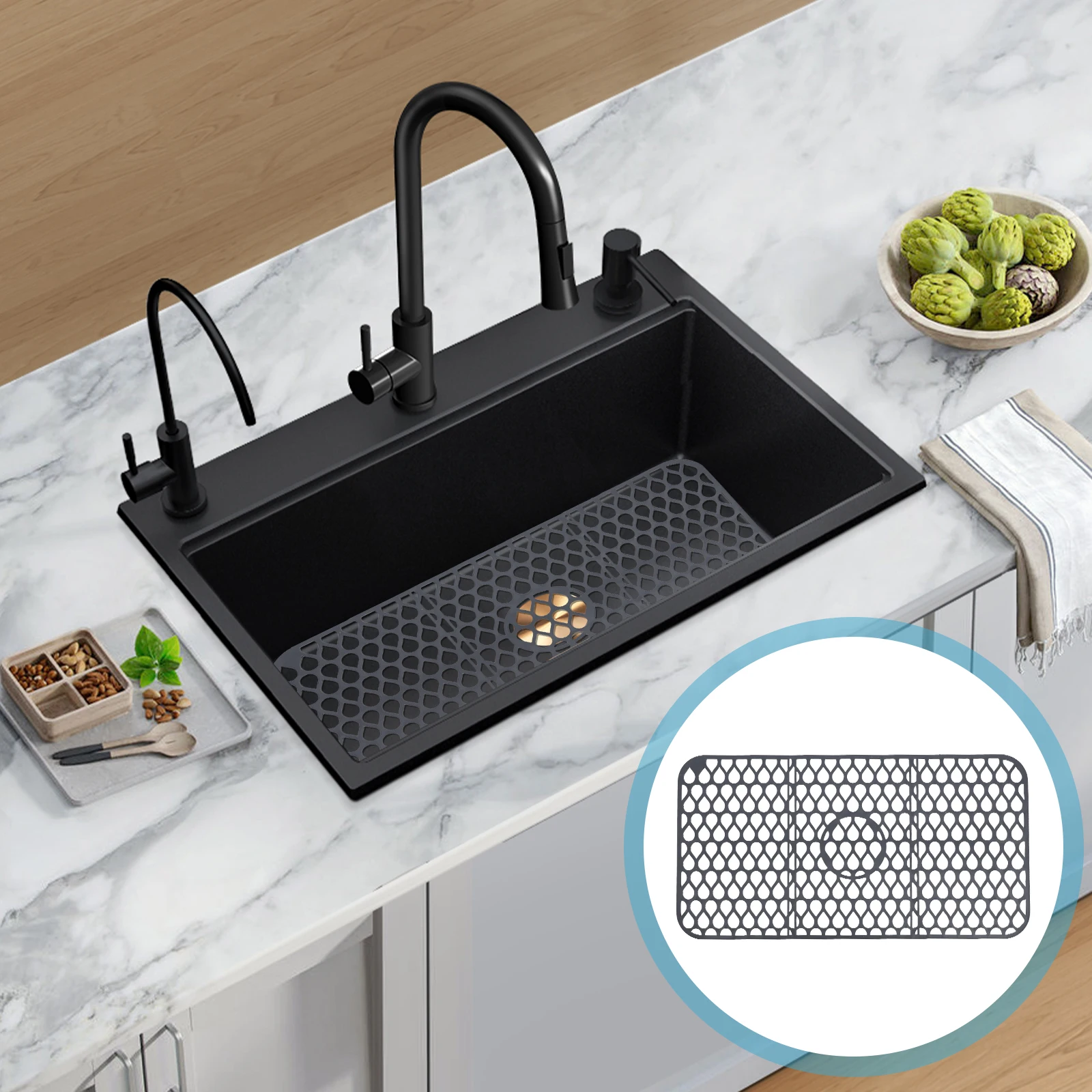

Multifunctional Silicone Kitchen Sink Foldable Dish Drying For Counter Heat Resistant Countertop Protector Food Grade