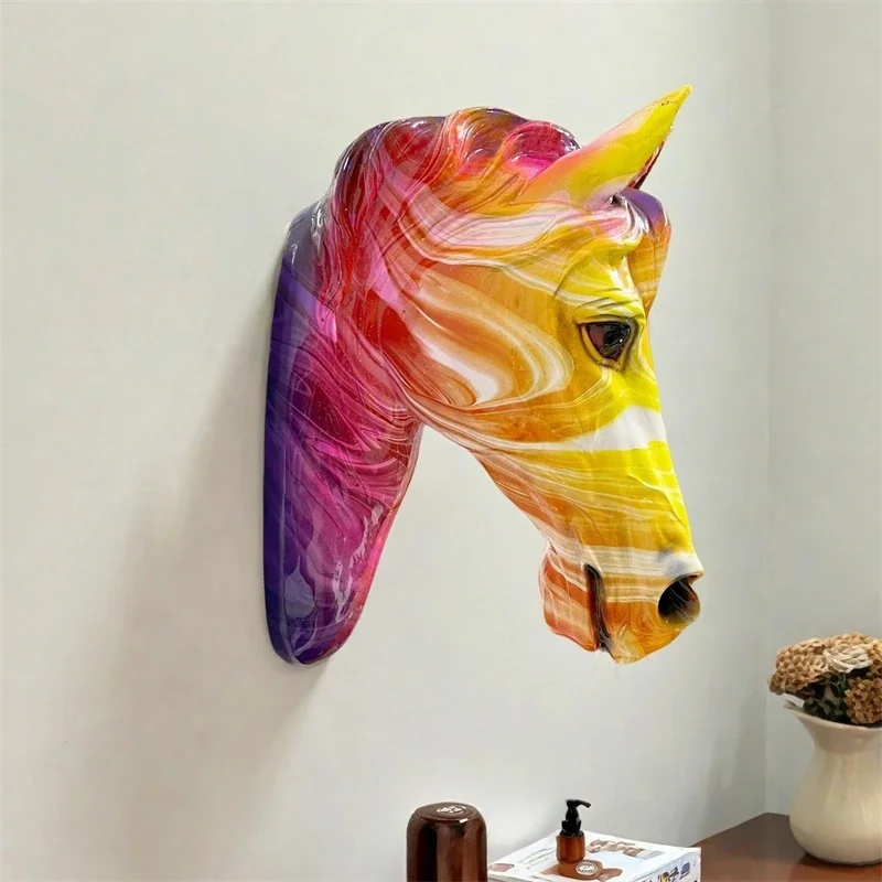

Realistic Horse Head Wall Sculpture American Style Home Decor For Living Room Entryway Modern Art Animal Statue Wall Hanging