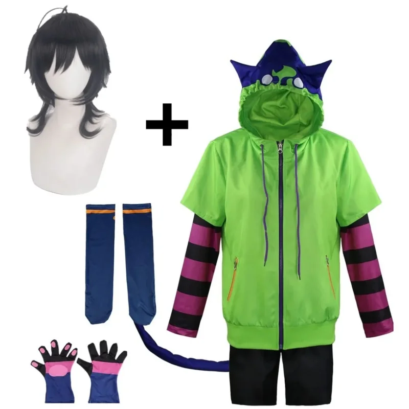 

Аниме Chinen Miyah Костюм Парик SK8 Бесконечность Косплей Униформа Хэллоуин Вечеринка Cos Спортивная одежда для взрослых с капюшоном Перчатки Хвост