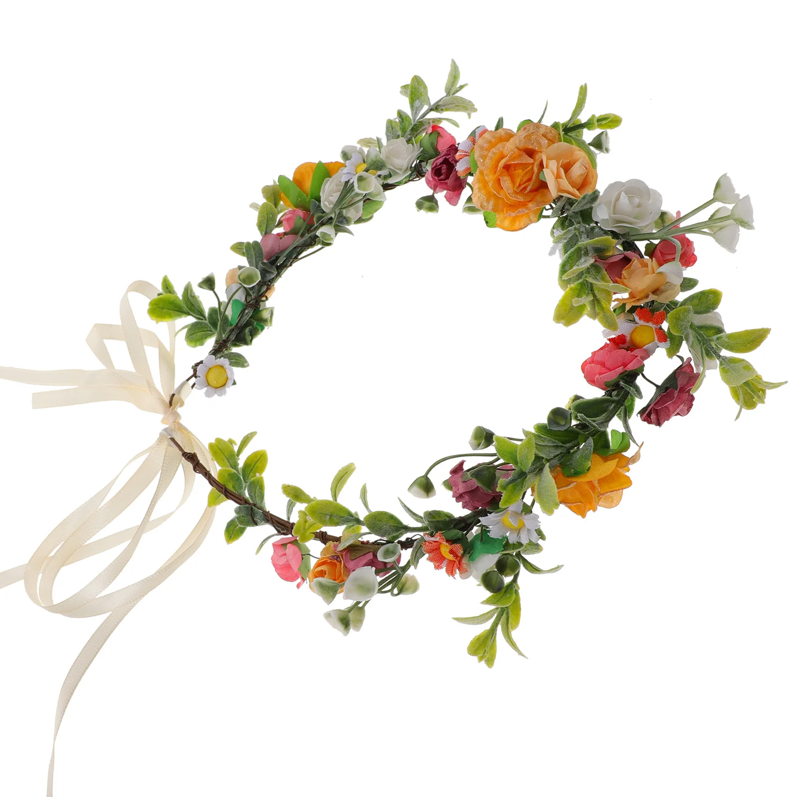 

Rose Floral Headband Elegant Simulation Wedding Headband Bridal Garland Headdress Photo Prop Hair Wreath Wreath Headwear