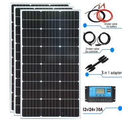 Wodoodporny sztywny panel słoneczny 18V 100W 200W 400W Zestaw fotowoltaiczny Kontroler do domowego balkonu Przyczepy RV łodzie szopy Przyczepa kempingowa Ładowanie akumulatora samochodowego 12V Monokrystaliczny Chiny