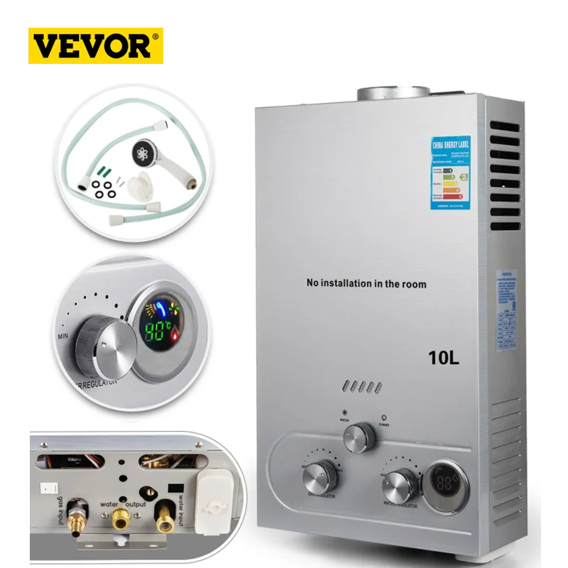 VEVOR 10L LPG Vĩ Mô Khí Nước Trung Khí Máy Nước Nóng Khí Nước 10L Tankless Nước Gas