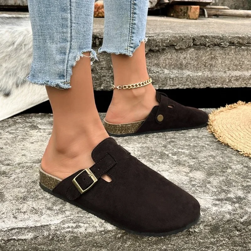 Cork Footbed Clogs for Women Men Fashion Leather Mules Comfort Potato Shoes with Arch Support Indoor Outdoor Flat Slides