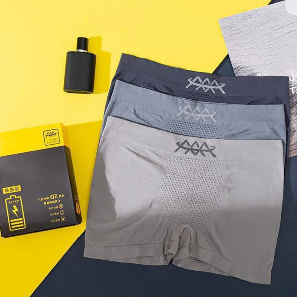 

Threepiece Set Men's Seamless Undershorts with Breathable Knitted Fabric and Flat Corners Elastic Mid Waist for Comfortable Fit