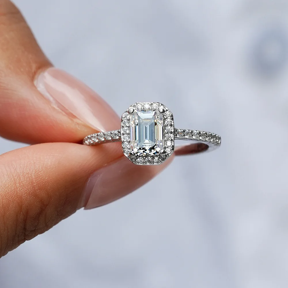 

1 Carat Moissanite Engagement Ring for Women GRA Certified 925 Sterling Silver Plated White Gold Jewellery