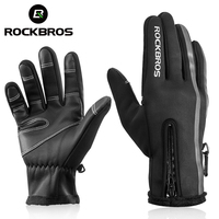 ROCKBROS Touch Screen Bike Gloves Winter Thermal Windproof Warm Full Finger Cycling Glove Anti-slip Bicycle Gloves For Men Women