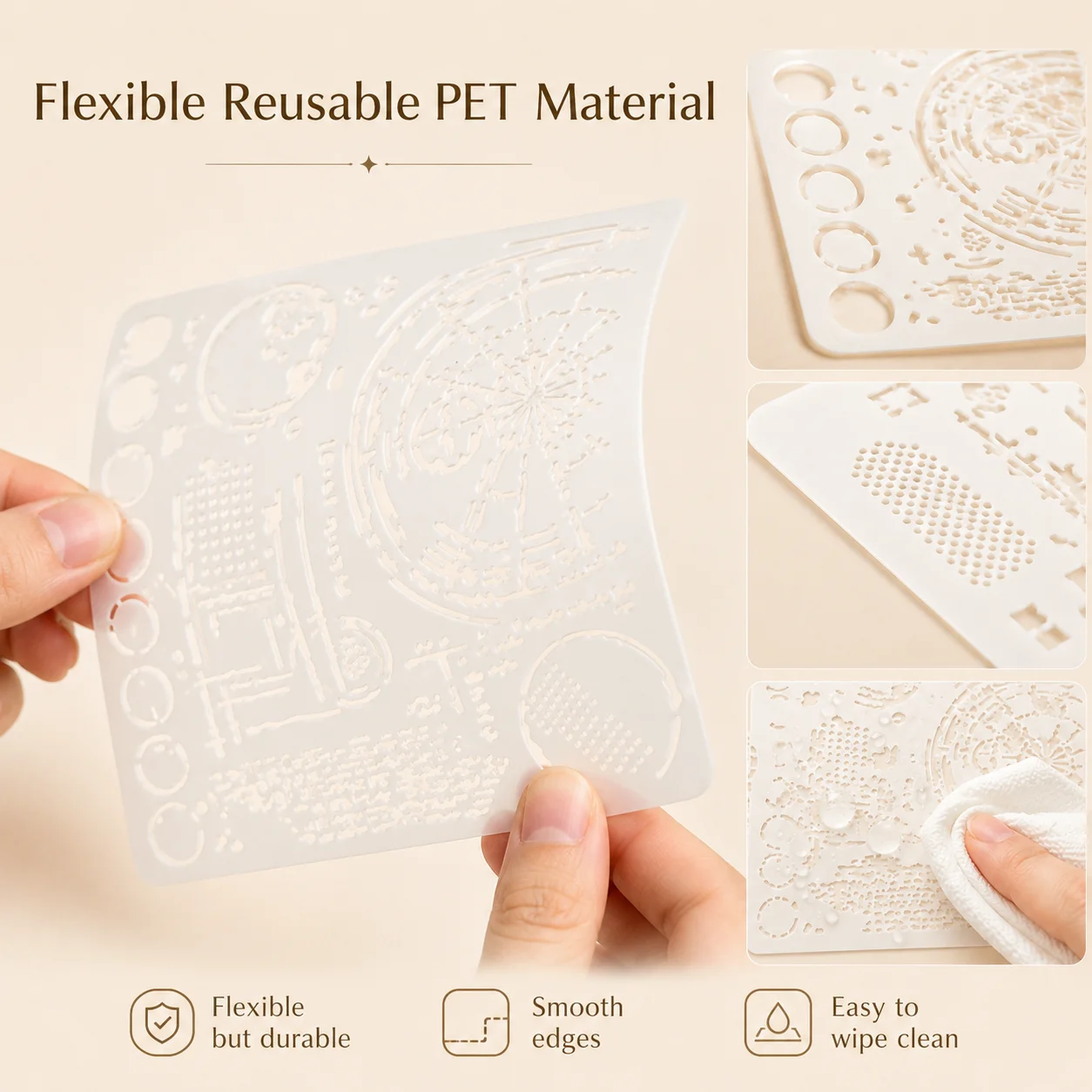 3Pcs 6x6in Mixed Media Stencil - Photography Model ulasan dan harga