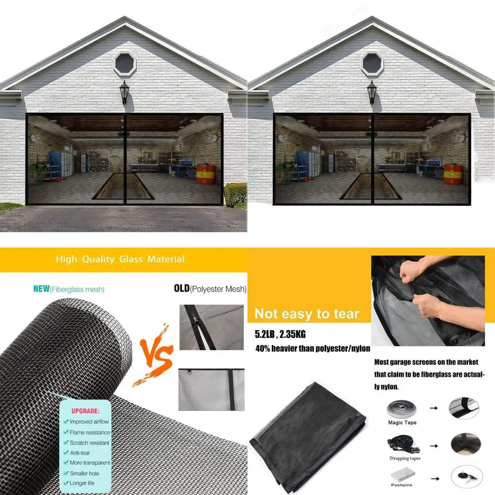 

Магнитная дверь из стекловолокна для двойных гаражных ворот 15x7 футов, улучшенные магниты для безопасности