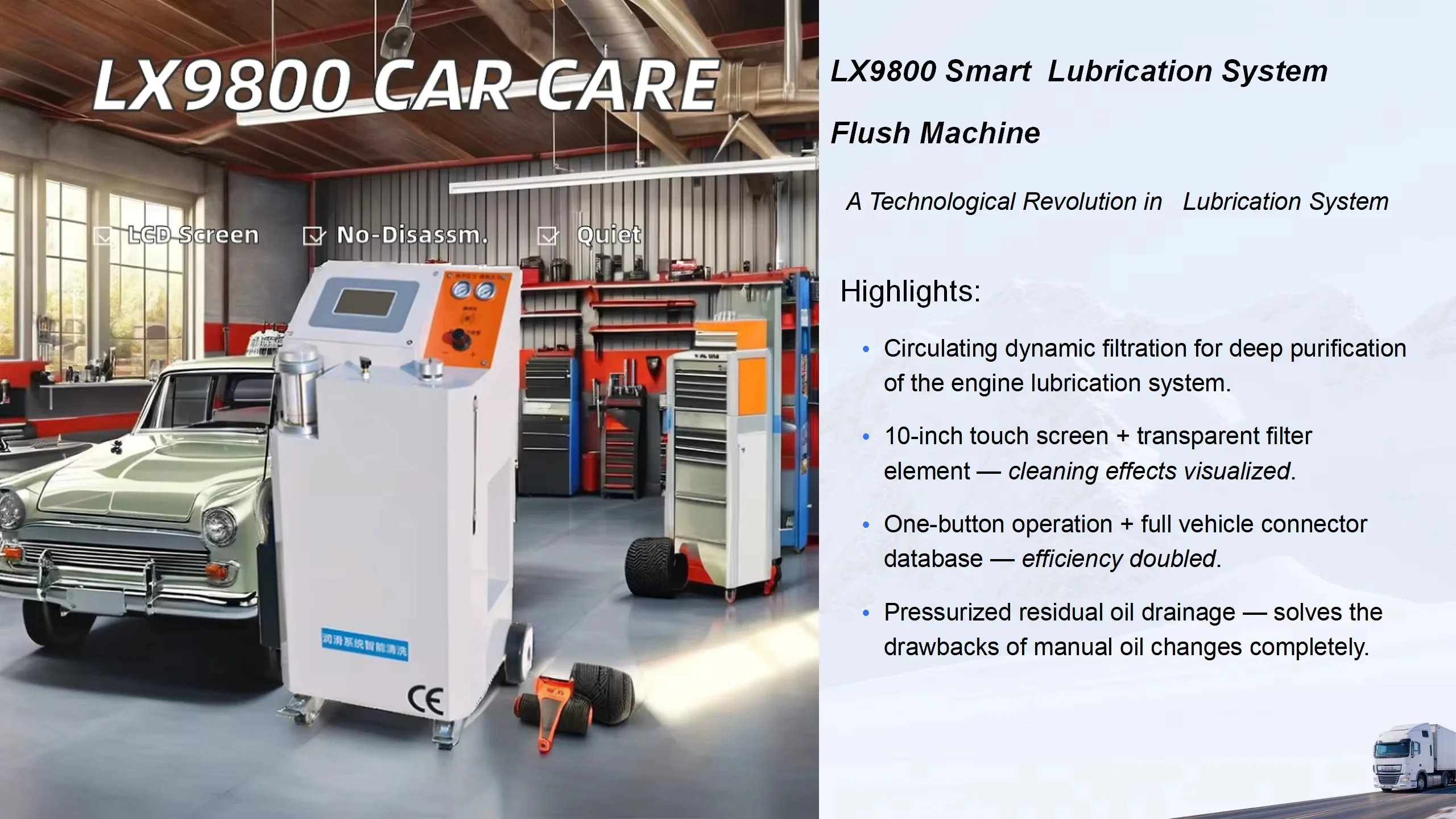 LX9800 Automatic Car Care Tool LCD Display Non-Disassembly Cleaning Machine Engine Lubricating Oil System AC 220-240V 5um