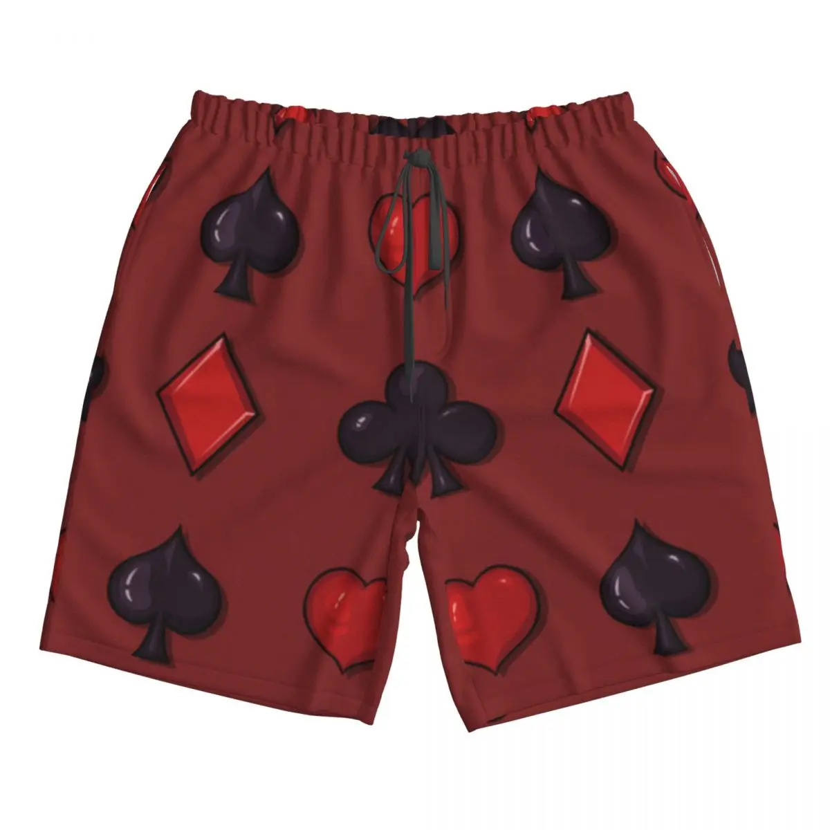 Quick Dry Swimwear Beach Board Short For Man Playing Card Suits Geometric Swimming Trunk