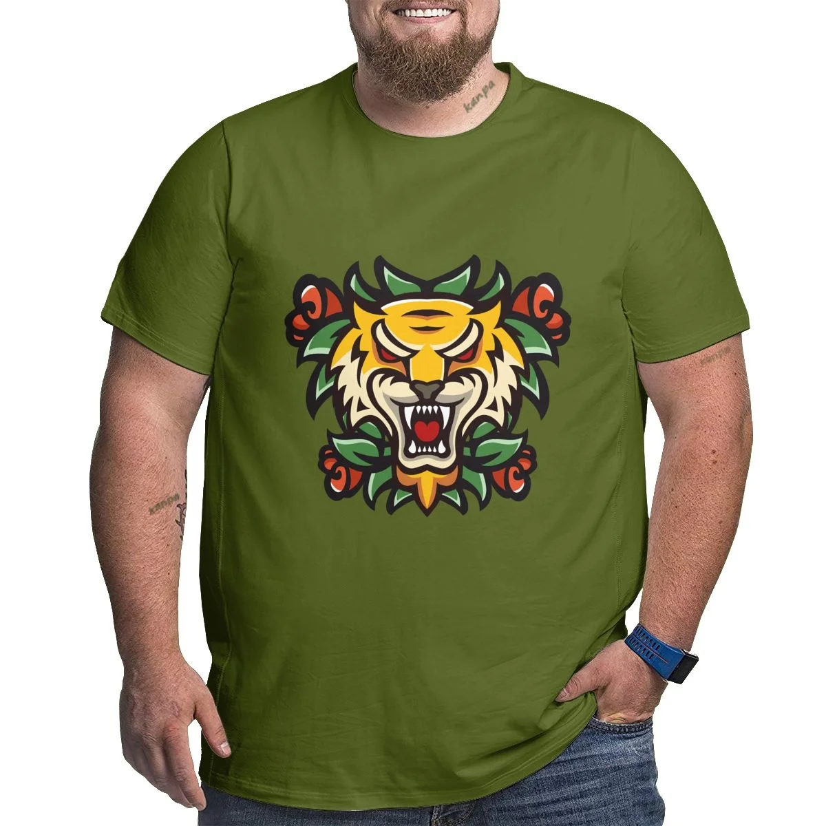 Funny Tiger Graphic T Shirts for Big and Tall Men Cotton Short Sleeve Plus Size T-shirts High Street Top Tees Clothing XL-6XL