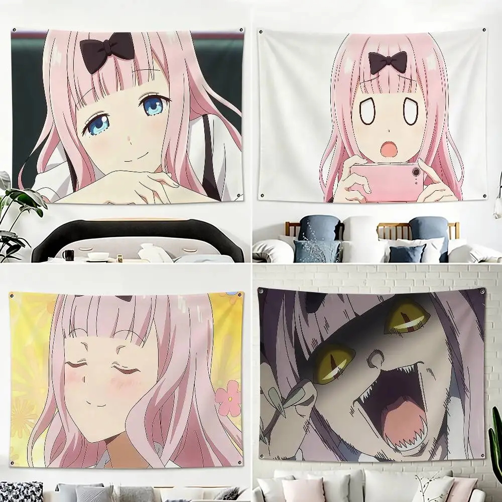 C-Chika F-Fujiwara K-Kaguya-sama Horizontal Tapestry Flag Banner Wall Hanging Lightweight Fabric Background for Home Party Decor