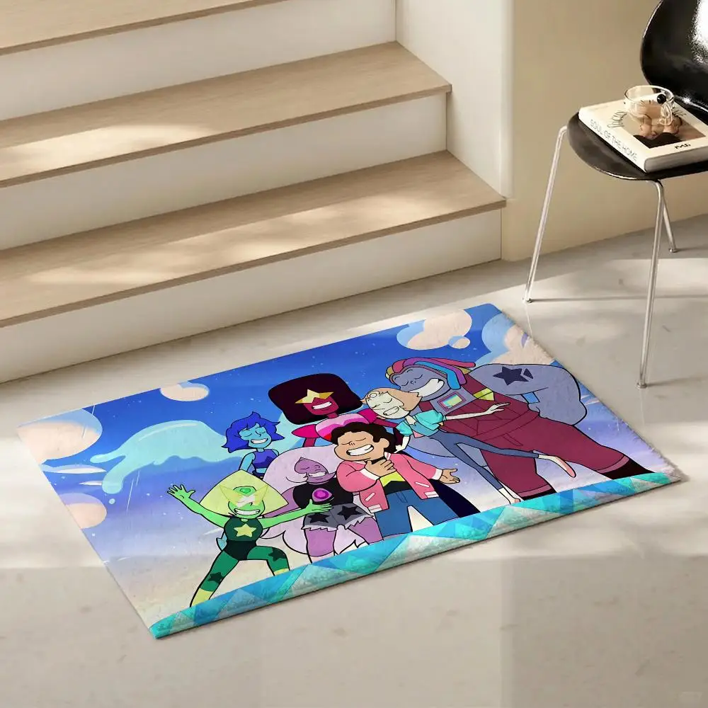 Colorful Cartoon Steven Universe Floor Mat Eco-Friendly Flannel Doormat Non-Slip Odorless Soft Short Plush Indoor Floor Rug