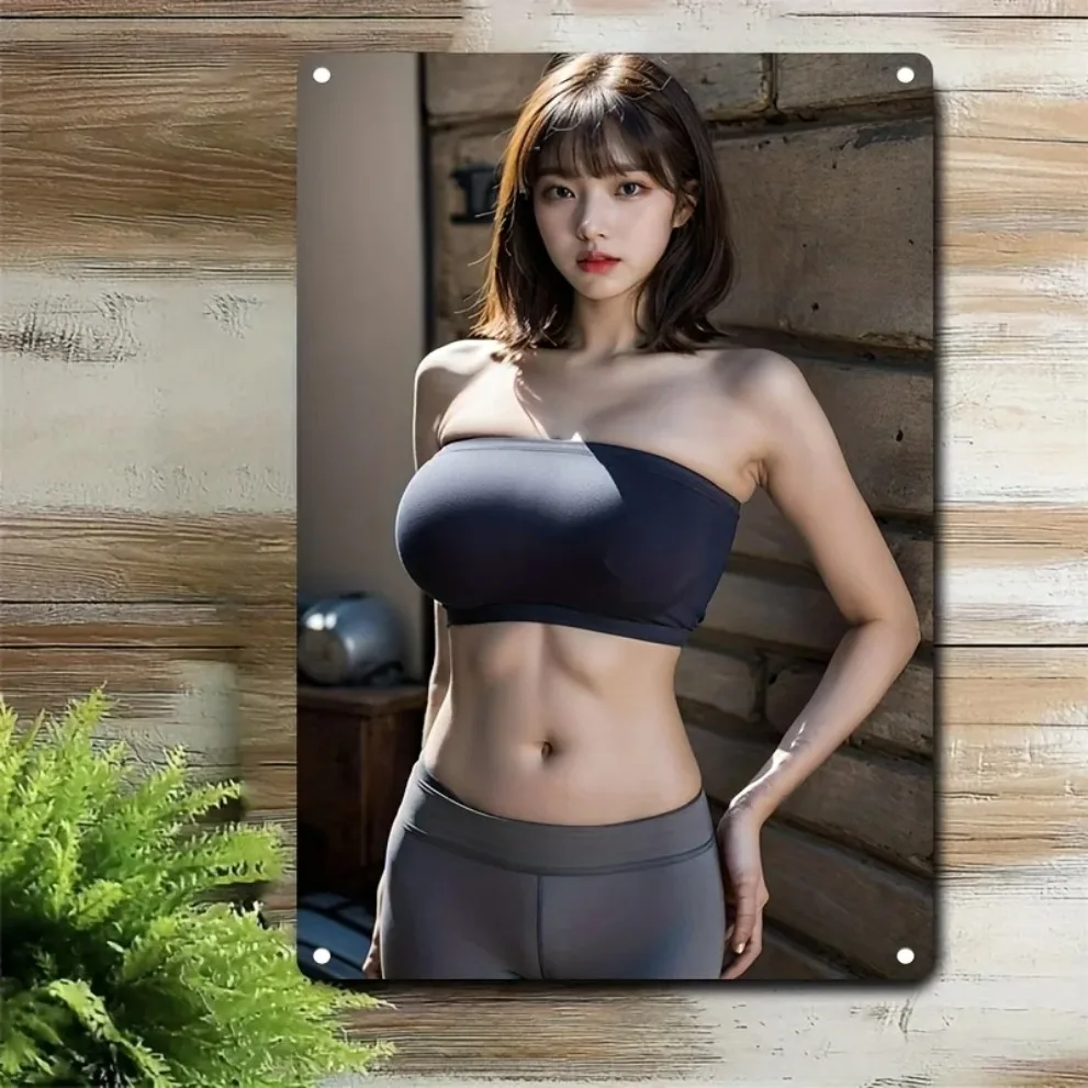 Koreanisches Kunst-Metall-Wandschild, Langlebiges Eisen-Fitness-Poster für Heimfitnessraum, Café, Bar-Dekoration, K-Drama Geschenk