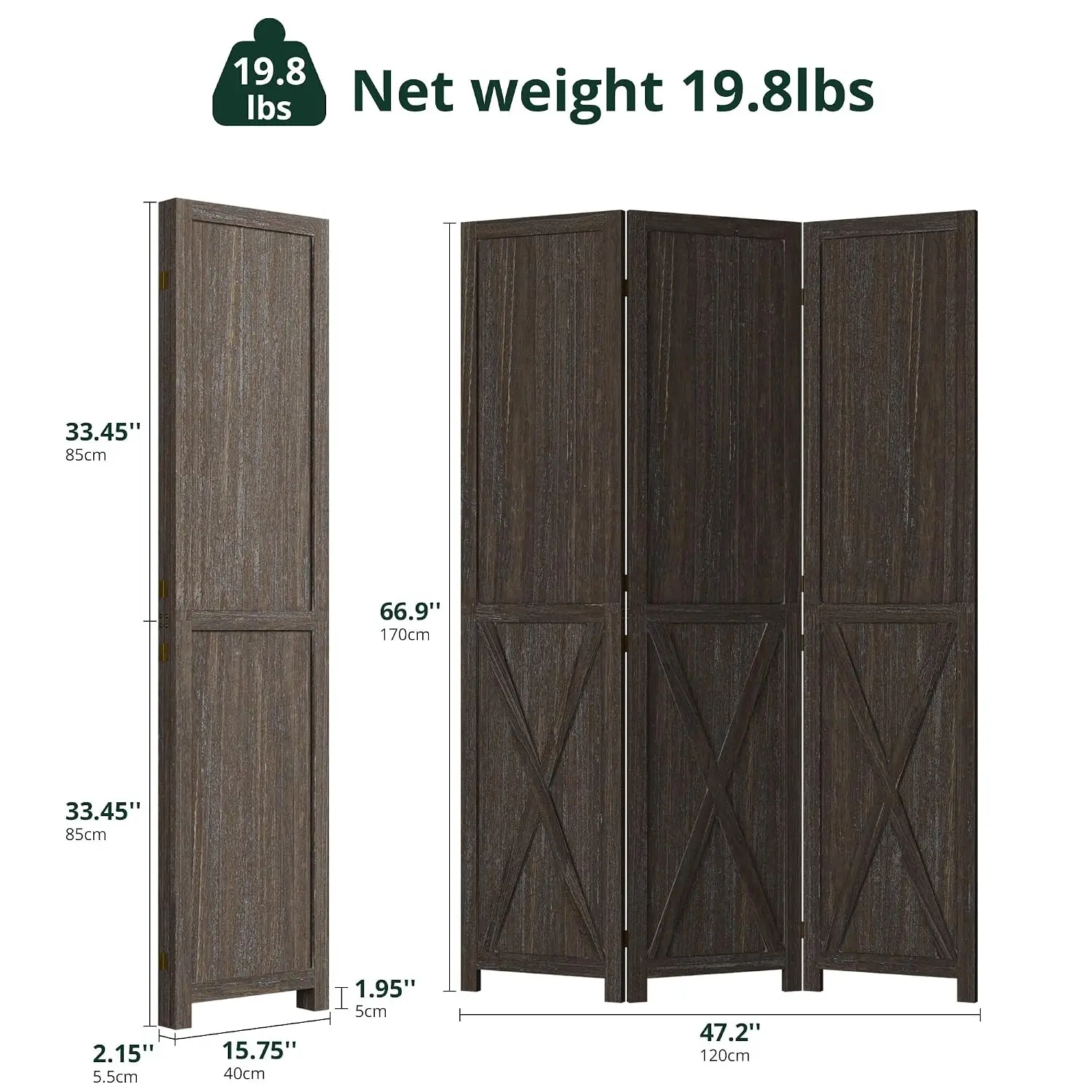 3 Panel Folding Room Divider, Solid Wood Privacy Screen, Freestanding Partition Wall, Temporary Wall for, Customized