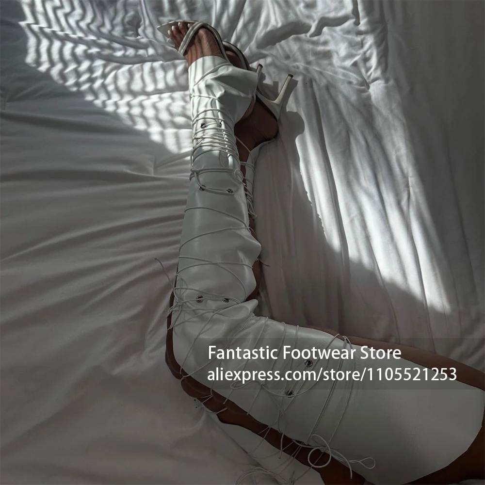 Side Cut-out Open Design Knee High Boot Long Extra Laces Eyelet Lace-up Closure Cutout Long Boot Designer Unique Statement Shoes