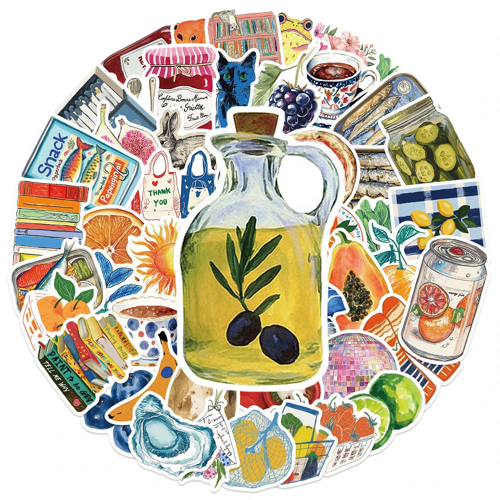 10/30/50/100pcs Cartoon Mediterranean Tomato Aesthetic Stickers Waterproof DIY Fridge Scrapbook Phone Laptop Graffiti Decals Toy