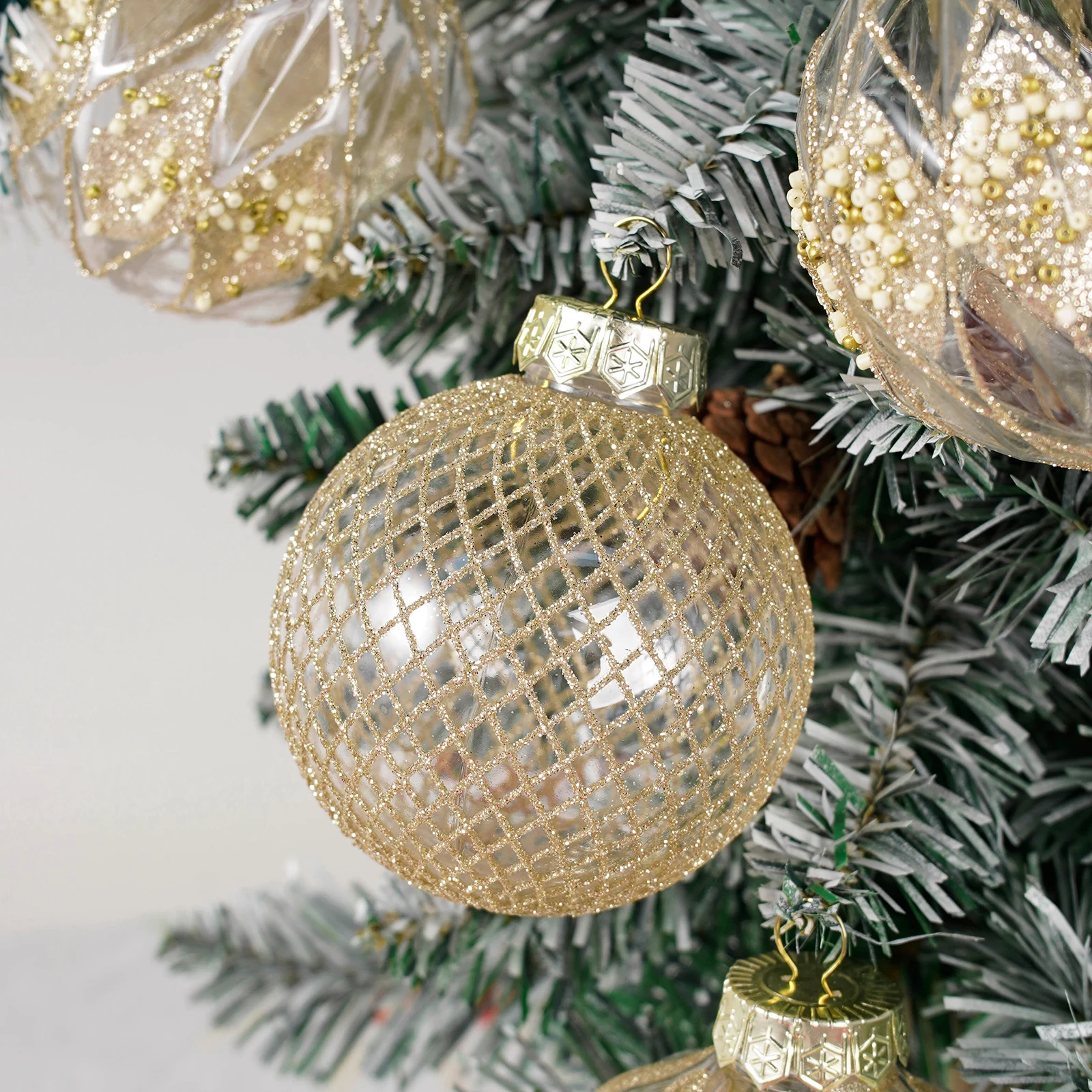 9 pièces/ boules de Noël de 3,14 pouces, boules décoratives brillantes, artisanat de paillettes de surface, boules suspendues de décoration d'arbre de Noël-magnifiques boules décoratives brillantes,