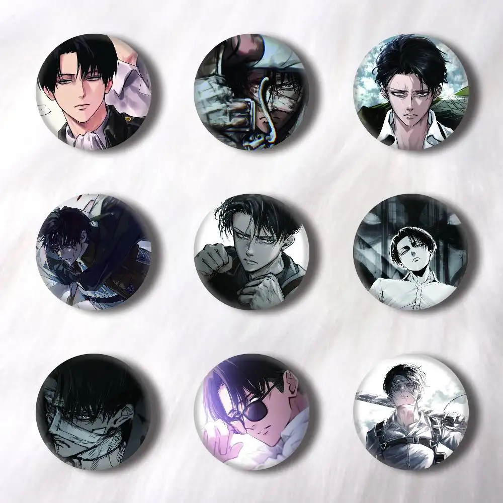 Anime Levi Ackerman Creative Round Button Badges Cute Pin Brooch for Backpack Clothes Lapel Jewelry Accessories Friends Gift