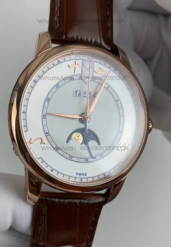 

Мужские механические часы с полностью автоматическим календарем фазы луны и водонепроницаемым стальным ремешком.