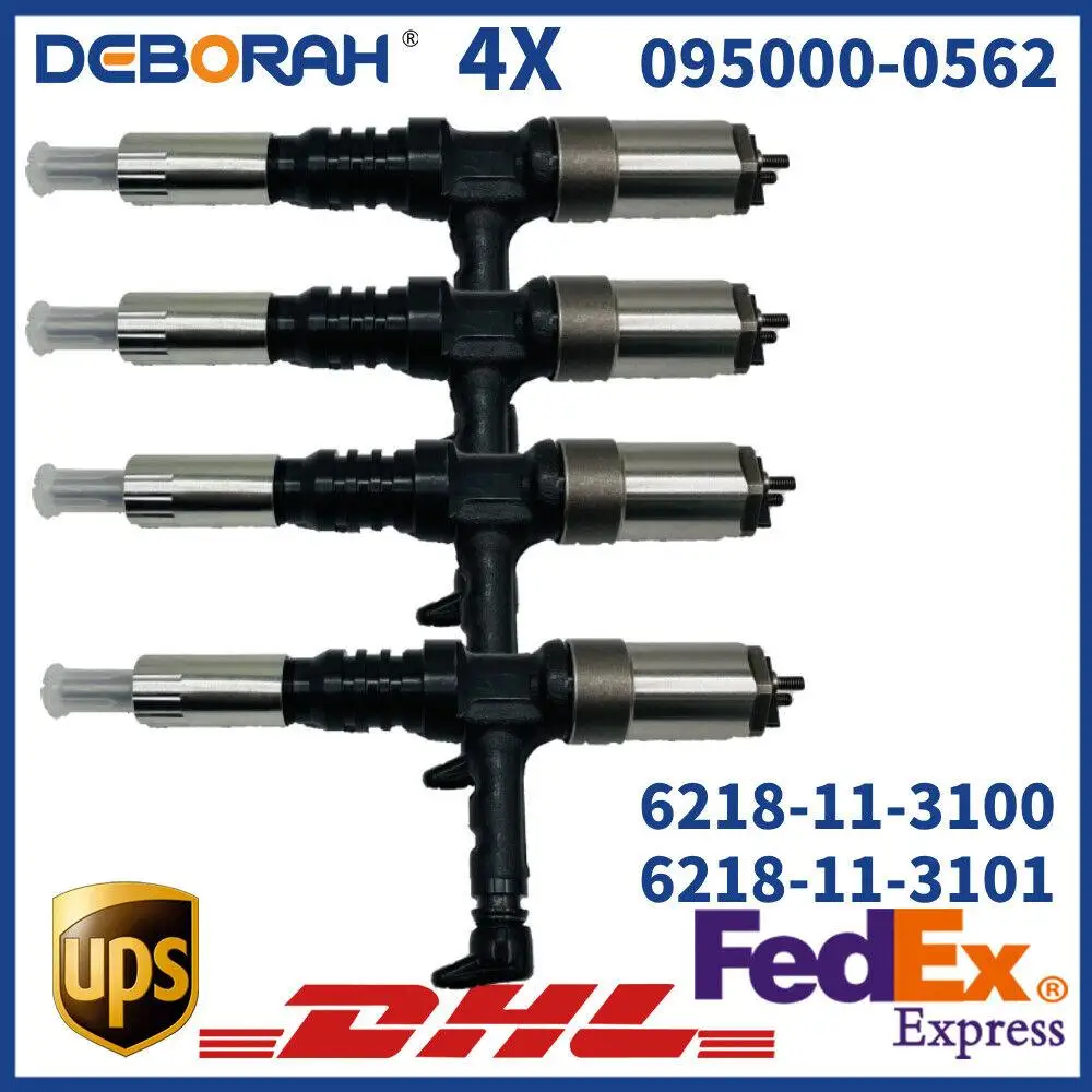 4X Fuel Injector 095000-0562 for Komatsu SA60140 Engine PC600-7 PC650-7 PC600-8