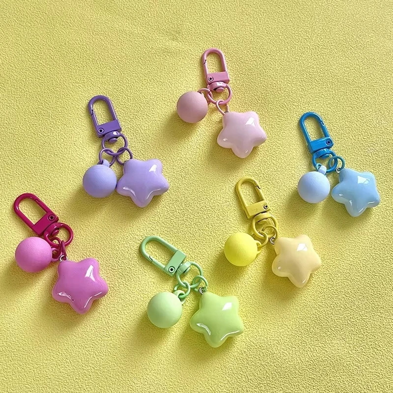 Colorful Stars Keychain Resin Star Keychain For Women Girls Earphone Case Backpack Decoration Car Key Ring Decoration