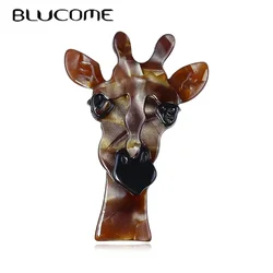 Blucome High Quality Big Giraffe Brooches Women Unisex Handmade Arcylic Animal Party Casual Brooch Pins Gifts Wholesale
