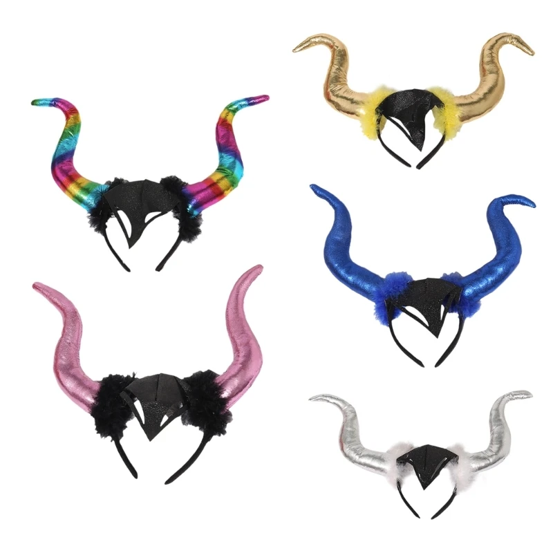 Ox Horn Headband Costume Hairband Dark Series Hairhoop Female Girl Hair Decor Drop Shipping