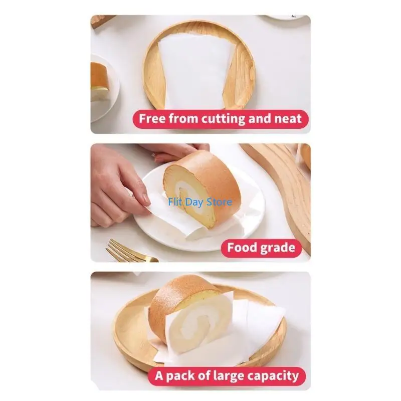 F92C Pack of 100/200 Greaseproof Paper Cake Roll Baking Paper for Cake