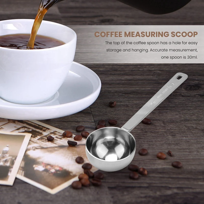 Stainless Steel Coffee Scoop, 4 Tablespoon Measuring Spoon Coffee Scoop, 30Ml Metal Long Handled Spoons Set Of 4