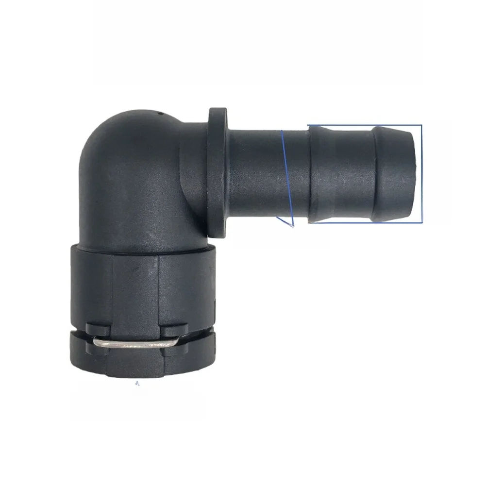Plastic 15.82mm Transmission Cooler Hose Connector for BMW with Snap Spring and 90 Degree Bend for Easy Maintenance