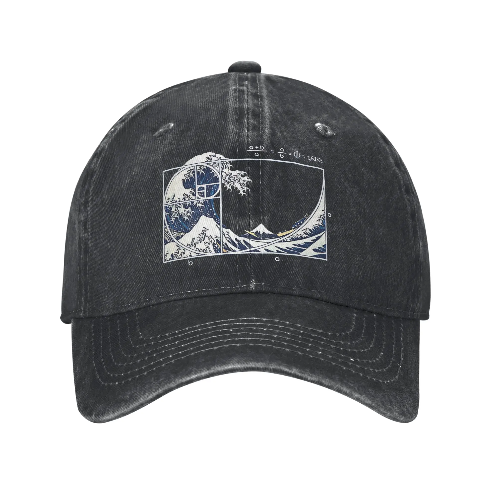 The Great Fibonacci Wave Unisex  Baseball Cap Golden Ratio Geek Math Distressed Denim Hats Cap  Outdoor Summer Soft Snapback Cap