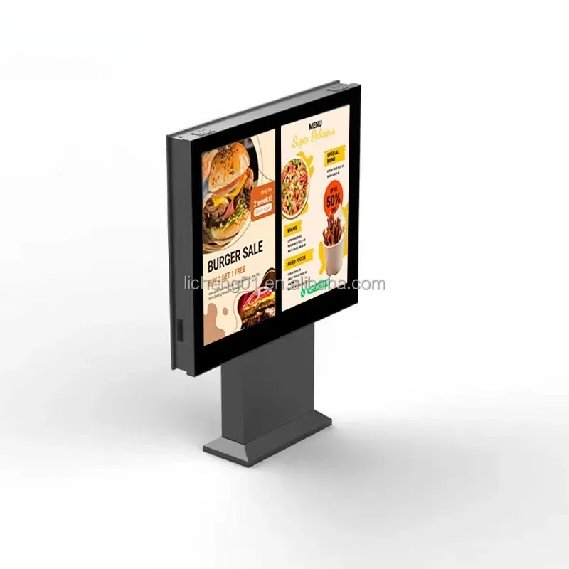 55 Inch Outdoor Drive Thru Menu Boards Waterproof Ordering System 3000nits Spliced 2/3 Screens
