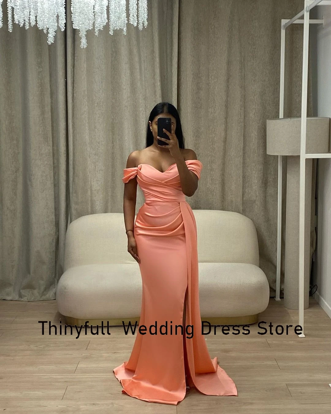 Thinyfull Meerjungfrau-Abschlussballkleid, herzförmig, schulterfrei, Abendpartykleid, Saudi-Arabien, elegantes, geteiltes Eventkleid, individuell gestaltet