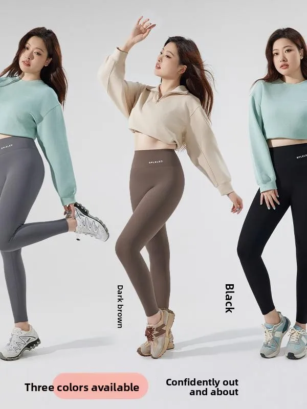 حجم كبير المرأة عالية الخصر Fce اصطف اليوغا السراويل الخريف الشتاء الدافئة البطن التحكم ey قاعدة طبقة السراويل للارتداء الخارجي