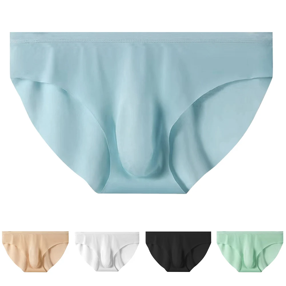 

Men Smooth Seamless Brief UltraThin Translucent 3D Bulge Pouch Underwear Panties Breathable Summer Shorts Pants