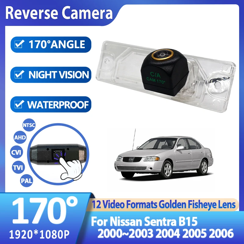 170Degree AHD 1920x1080P Rear View Camera For Nissan Sentra B15 2000~2003 2004 2005 2006 Camera Bracket License Plate Light